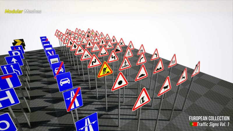 European Collection: Portuguese Traffic Signs - Unreal Engine Asset Pack